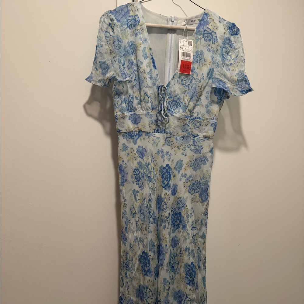Mango Blue and White Dress